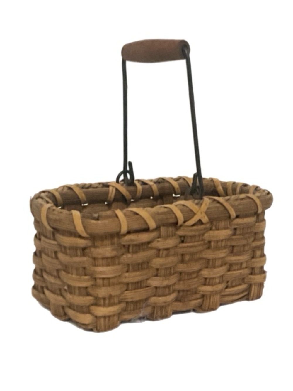 Small Handwoven Wood Splint Basket - Picture 2 of 5